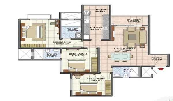 Mahindra Blossom 3.5 BHK Floor Plan